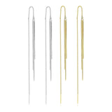 Ckeureri Threader Dangle Earrings for Women Dazzling Tassel Long chain Drop Earrings for Your Wedding and Prom(Gold Silver 2 Pair Pack)