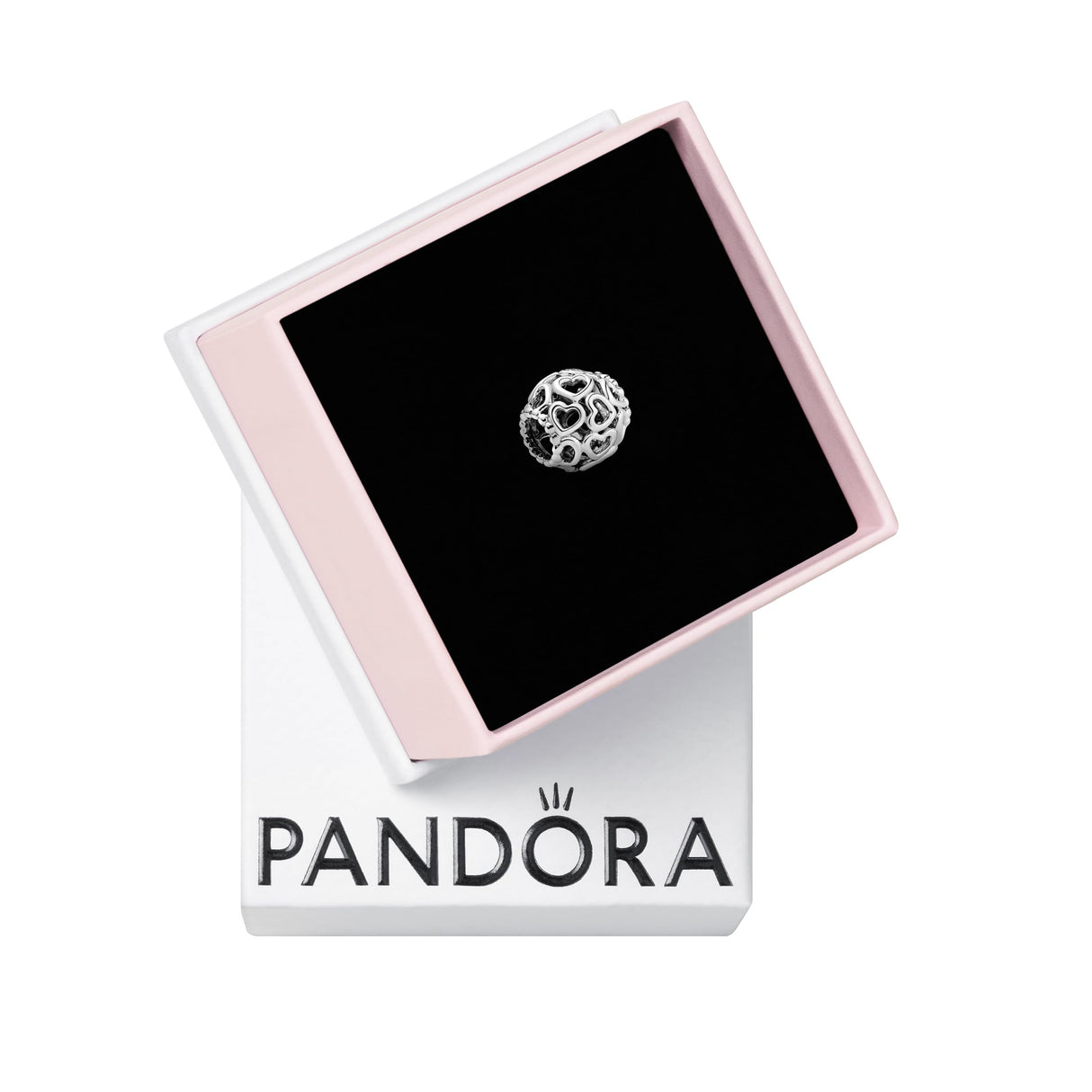 PANDORA Hearts All Over Charm - Openwork Heart Design - Hand-Finished - Jewelry for Women with Gift Box - Compatible Moments Charm Bracelets - Sterling Silver