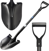 CKG Carbon Garden Shovel for Digging 43 Inches, Cold Steel Heavy Duty Gardening Shovel with Round Blade and Comfortable D Grip Spade Shovel for Gardening, Landscaping, Construction, Round Blade