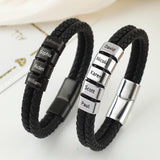 LASTSTA8 Fathers Day Dad Gifts from Daughter Son Custom Bracelet with Famliy Name Adjustable Braided Leather Bracelets Personalized Father‘s Day Bracelet for Dad