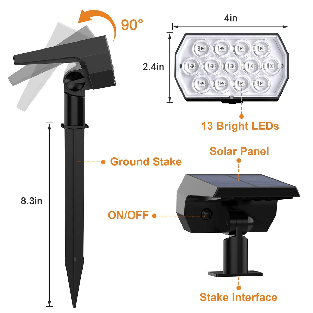Solar Spot Lights Outdoor Color Changing,[7 Modes/4 Pack] Christmas IP65 Waterproof Landscape Spotlights, Dusk to Dawn Solar Powered Security Light for Patio Gate Walkway Pool Garden Yard Driveway
