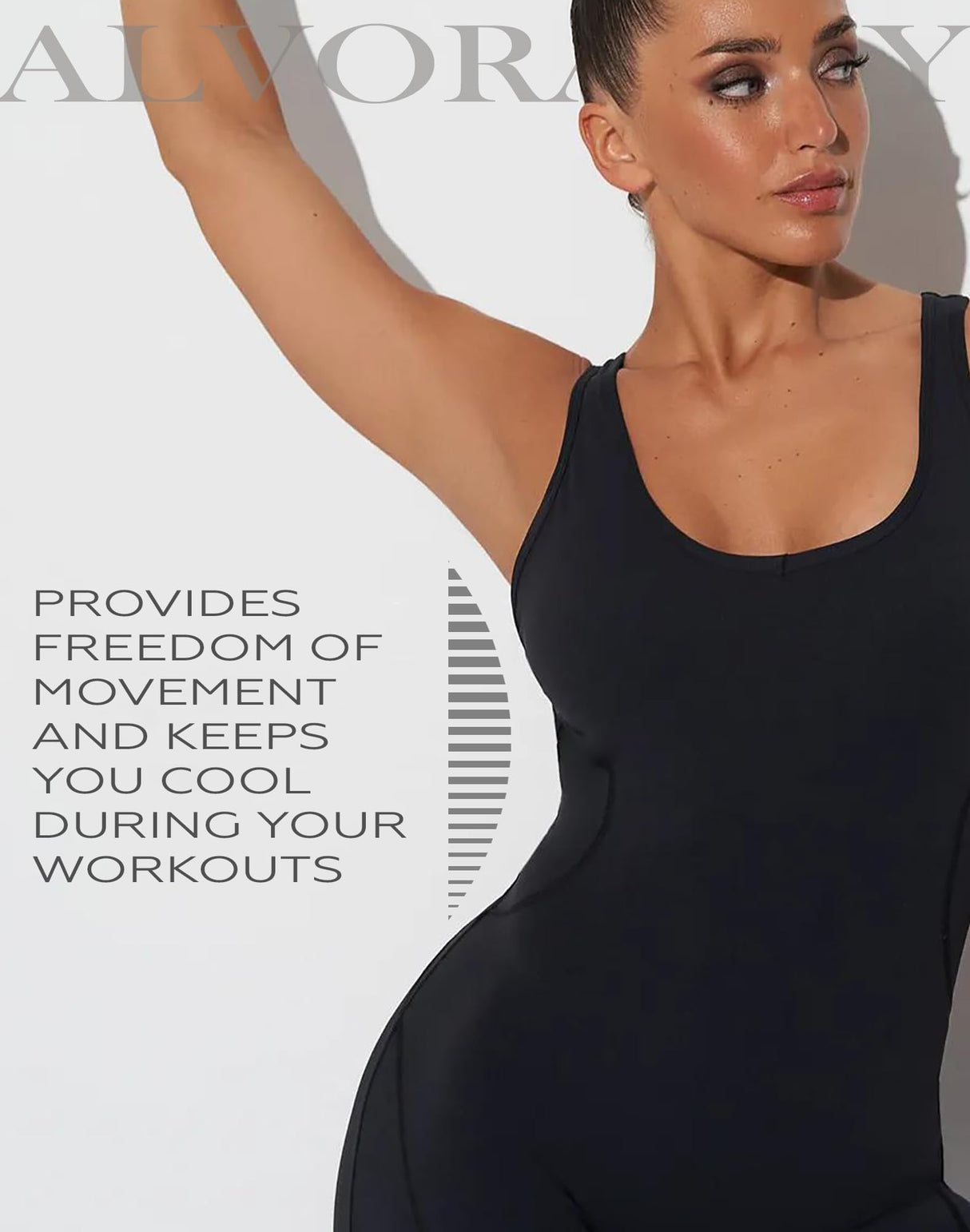 ALVORALAY Women's Flare Jumpsuit with Bra Tummy Control Workout Outfit Sleeveless Backless Bodysuit (Black, Medium)