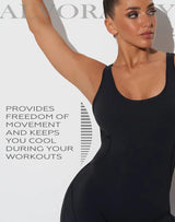 ALVORALAY Women's Flare Jumpsuit with Bra Tummy Control Workout Outfit Sleeveless Backless Bodysuit (Black, Medium)
