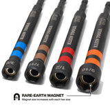 Klein Tools 32940 SAE Magnetic Hollow Impact Nut Drivers Set, 6-Piece Color Coded Hollow Power Nut Driver with Extended Reach, 6 SAE Sizes