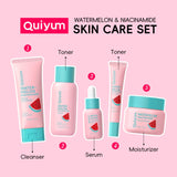 QUIYUM Watermelon & Niacinamide Skincare Set for Women Teens Girls, 5PCS