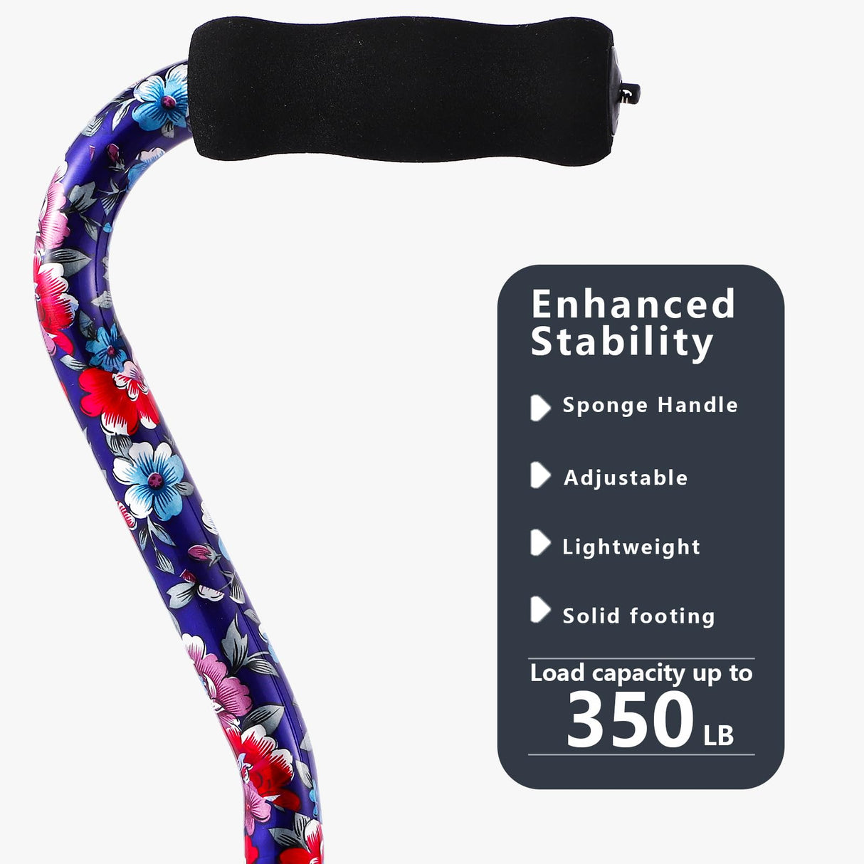 LIXIANG Adjustable Walking Stick for Men and Women, Folding Cane, Soft Sponge Offset Handle, Light Weight, Suitable for Arthritis Patients, Elderly and Disabled Ladies Canes for Walking