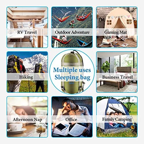 ECOOPRO Warm Weather Sleeping Bag - Portable, Waterproof, Compact Lightweight, Comfort with Compression Sack - Great for Outdoor Camping, Backpacking & Hiking-83 L x 30" W Fits Adults