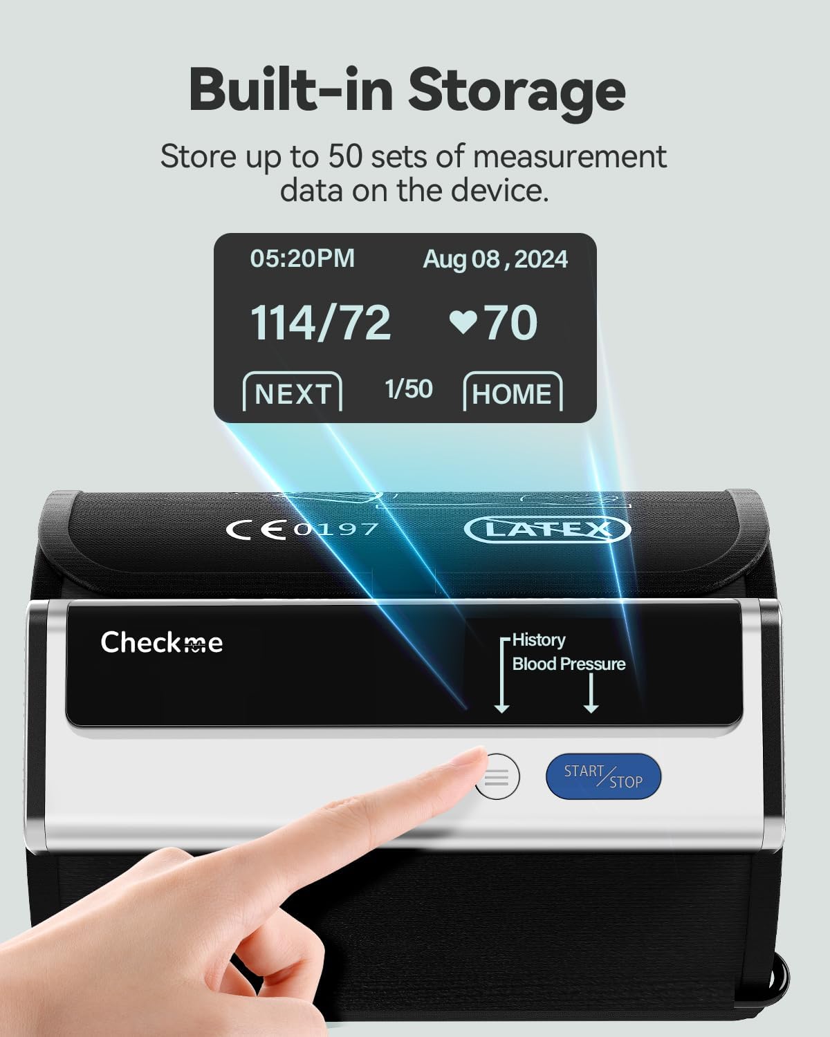 Checkme BP2A Blood Pressure Monitor for Home Use Upper Arm - Bluetooth BP Machine Cuff, Accurate Digital Readings in 30 Seconds, Unlimited Data Stored in App for iOS & Android, FSA/HSA Eligible