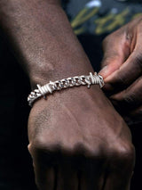 ChainsHouse Barbed Wire Bracelet, Stainless Steel Cuban Link Chain Bracelet for Men Chain Bracelet Hip Hop Rock Jewelry 9MM Width 7.08" Length with 2" Extened Links