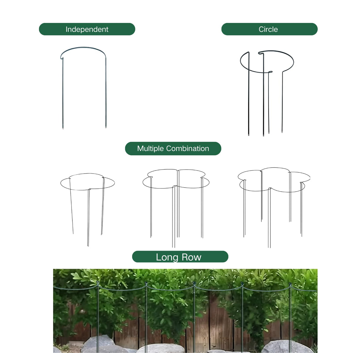 Tiuire 24in Tall Heavy-Duty Plant Support Stakes, 6 Pack Adjustable Peony Cages & Supports for Outdoor Plants, Large Garden Plant Stakes for Peony, Tomato