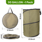 Green1Pack 30 Gallon Collapsible Pop-Up Trash Can | Reusable Garden Waste Bag for Camping, RV, Yard Work, Lawn & Leaf Cleanup, Outdoor Storage Bin