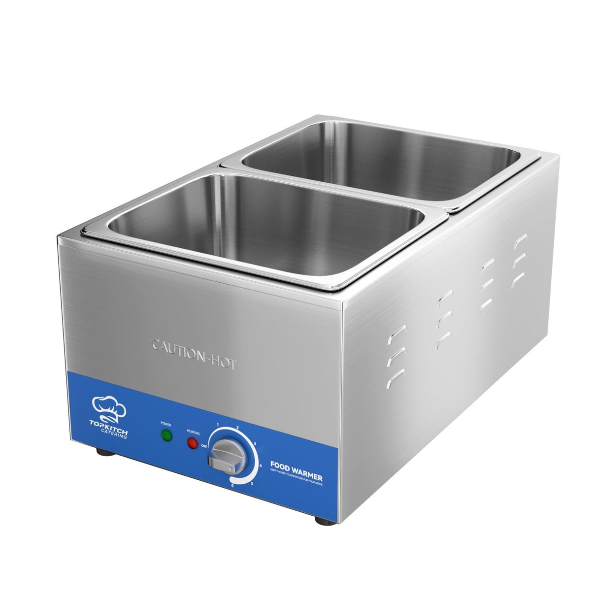 TOPKITCH 2-Pan Commercial Food Warmer with Non-Leakage Stretch-Forming Water Tank &2 of 1/2 Size GN Pan,18L Countertop Steam Table Soup Station Bain Marie for Buffet,Catering,Parties and Restaurants