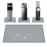 Water Cooler Mat, 24'' x 16'' Non-Slip Water Dispenser Mat with Raised Edge, Waters Cooler Floor Tray for Bedrooms, Kitchens, Offices, Bars, Easy to Clean, Grey