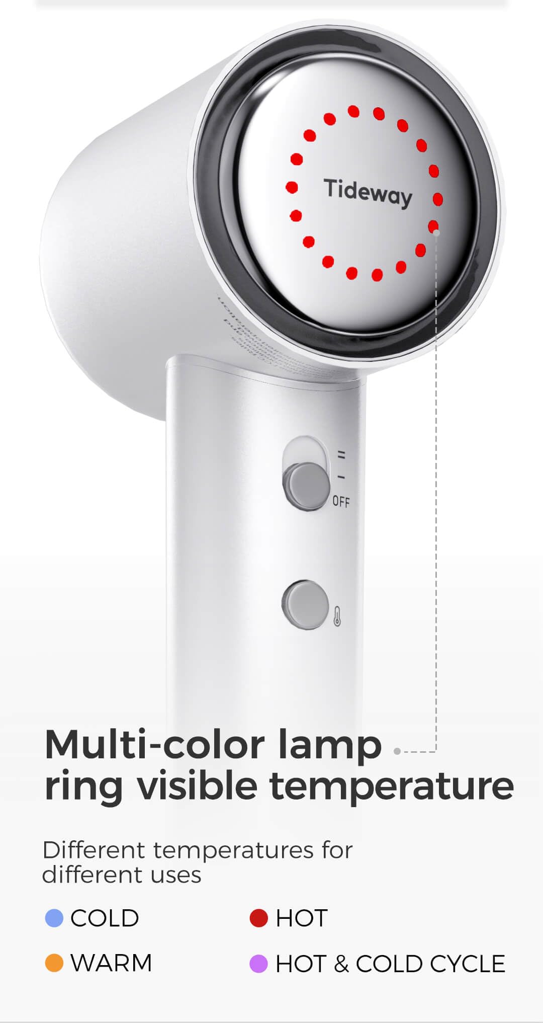 Tideway High-Speed Hairdryer Titanium Editionr with 110,000 RPM Brushless Motor – Lightweight 1.3lb, 2× Faster Drying, 59dB Low Noise, 360° Magnetic Nozzle & 4-Color LED Ring