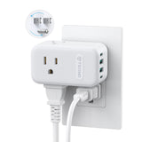 TROND Outlet Extender with 2 PD 20W USB C Charger, 3 AC Multi Plug Outlet Splitter with 360 Rotating Plug, USB Wall Socket Adapter, A Small Charging Station for Kitchen Bathroom Cruise Essentials