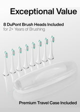 Aquasonic Vibe Series Ultra-Whitening Toothbrush – ADA Accepted Electric Toothbrush - 8 Brush Heads & Travel Case – 40,000 VPM Motor & Wireless Charging - 4 Modes w Smart Timer – Optic White