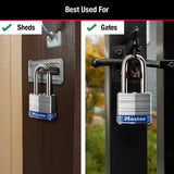 Master Lock 3QLF Outdoor Padlock with Key, 4 Pack Keyed-Alike