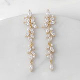 SWEETV Marquise Cubic Zirconia Dangle Earrings for Women, Crystal Wedding Bridal Drop Earrings for Brides Bridesmaids, 18K Gold Plated Chandelier Earrings for Anniversary Prom Jewelry Gift, Style01
