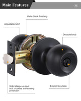 Lanwandeng 2 Pack Entry Door Knobs with Lock and Keys All Alike, Interior/Exterior Door Knob for Bedroom or Bathroom, Entrance Matte Black Door Locks