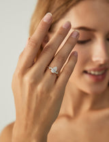EAMTI 2CT Engagement Rings Pear Cut Wedding Teardrop Bridal Halo Nature Inspired Rings Cubic Zirconia Promise Bands for Women Travel Band 14K Gold Plated Size 7