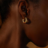 FRUMOS 14K Gold Huggie Hoops 925 Silver Post Colorful CZ Earrings for Women