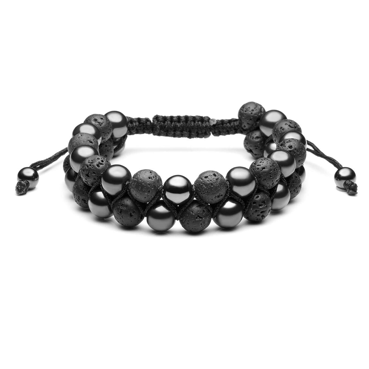 Jovivi 4pcs Mens Lava Rock Stone Essential Oil Bracelet Tiger Eye Agate Beads Double Layer Bracelets Macrame Adjustable Braided