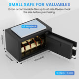 Small Safe for Home, 6.69"H Safe Box with Fireproof Waterproof Bag for College Dorm Room, Money Safe with Alarm System, Sensor LED Light, Wall/Floor Mountable, Hidden Safes for Cash, Jewelry, Medicine