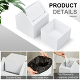 Kritkin Double Entry Sanitary Napkin Receptacle Swing Top Floor Receptacle Tampon Disposal Bin with 100 Black Disposal Liner Bags, Feminine Waste Tampon Holder Bathroom Hygiene Container, White, Metal