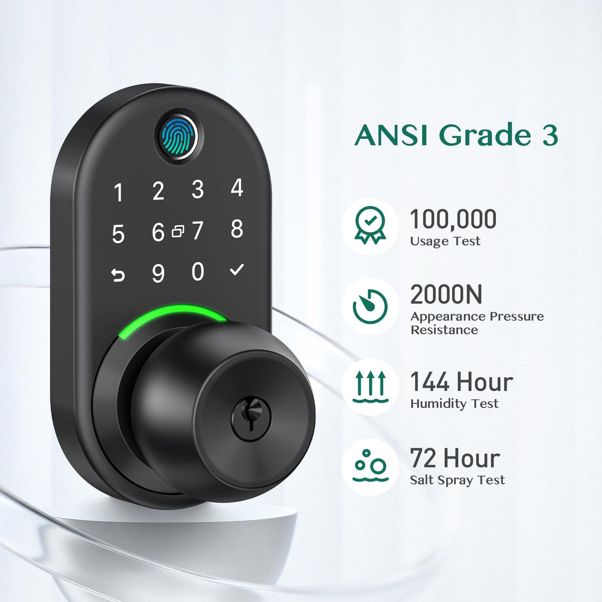 Keypad Smart Door Lock with Knob, Yamiry Keyless Entry Digital Lock with Handle, Fingerprint Electronic Knob for Front Door