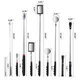 Telescoping Magnetic Pick Up Tool with 1 lb and 15 lb Pickup Rod, Round and Square 360 Swivel Adjustable Inspection Mirror and Flexible LED Flashlight, Fathers Day Gifts for Dad, Him, Husband, Men