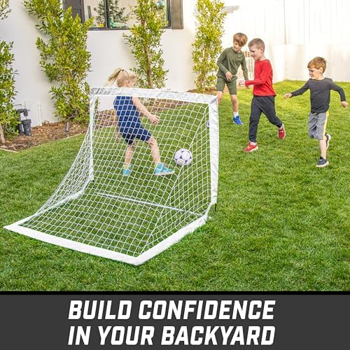 GoSports Portable Soccer Goals for Kids - 13 Color Options - Choose 4 x 3 ft or 6 x 4 ft - Team Tone Pop Up Nets for Backyard