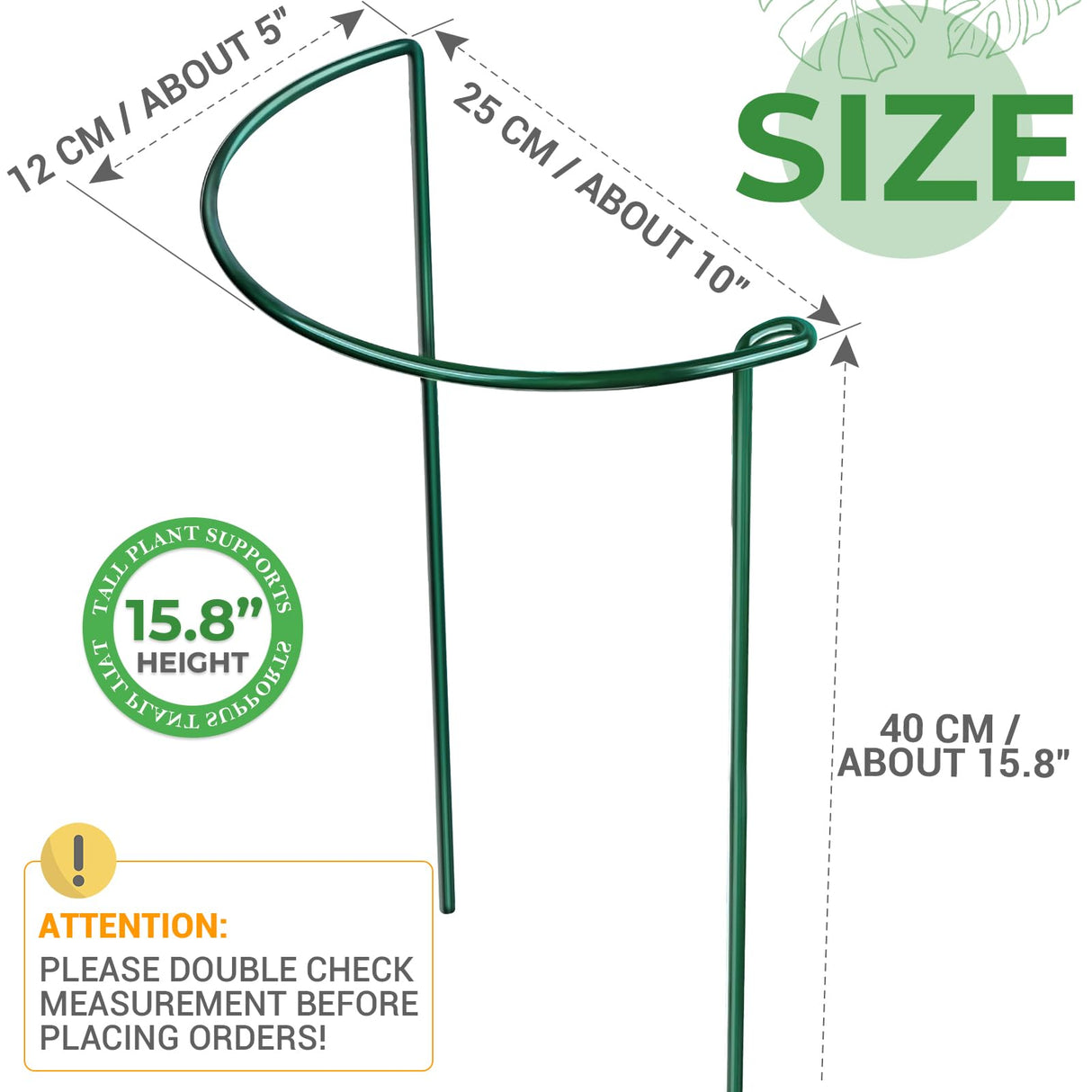 LEOBRO Plant Support Plant Stakes, 12pcs Peony Cages and Supports, Metal Garden Stakes Plant Supports, Plant Support Stakes, for Peony, Tomato, Hydrangea, Indoor Outdoor Plants, 10" W x 15.8" H