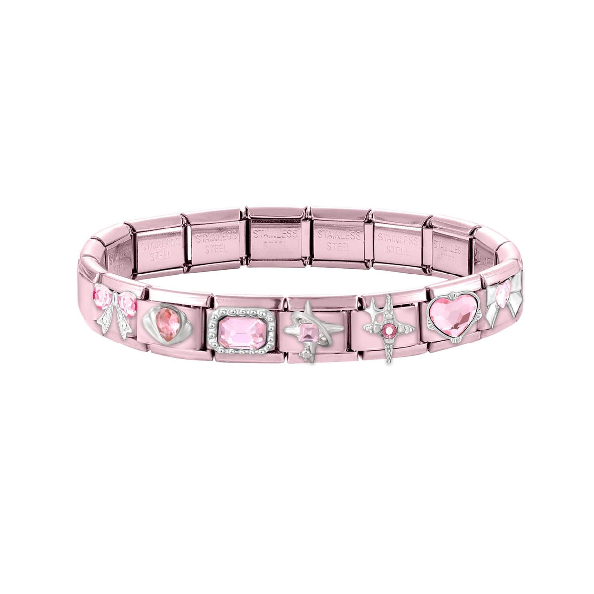 Italian Charms Bracelet Pink 22Pcs Glitter Charm Set Jewelry Gifts