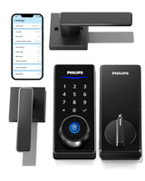Philips Smart Lock with Handles, Keyless Entry Front Door Lock Set, Smart Keypad Deadbolt with Handle, Digital Door Lock for Front Door, App Fingerprint PIN Code Unlocking, Auto Locking