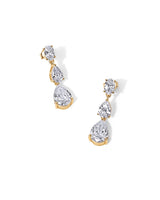 PAVOI Diamond Triple Drop Earrings for Women, 14K Gold Plated, Yellow Gold