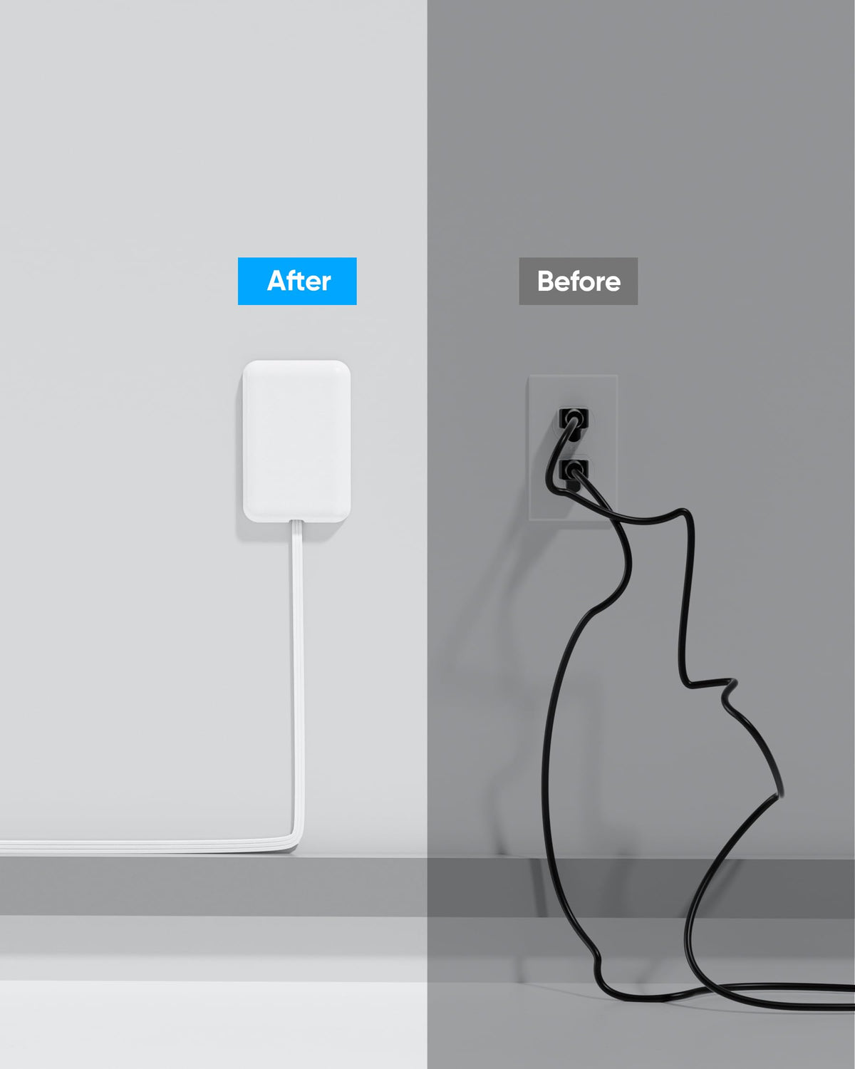 Olcorife Flat Extension Cord with Outlet Cover, Flat Plug Power Strip with 6 Outlets and 3 USB Ports, 5 FT Cord Hidden Outlet Extender for Tight Spaces