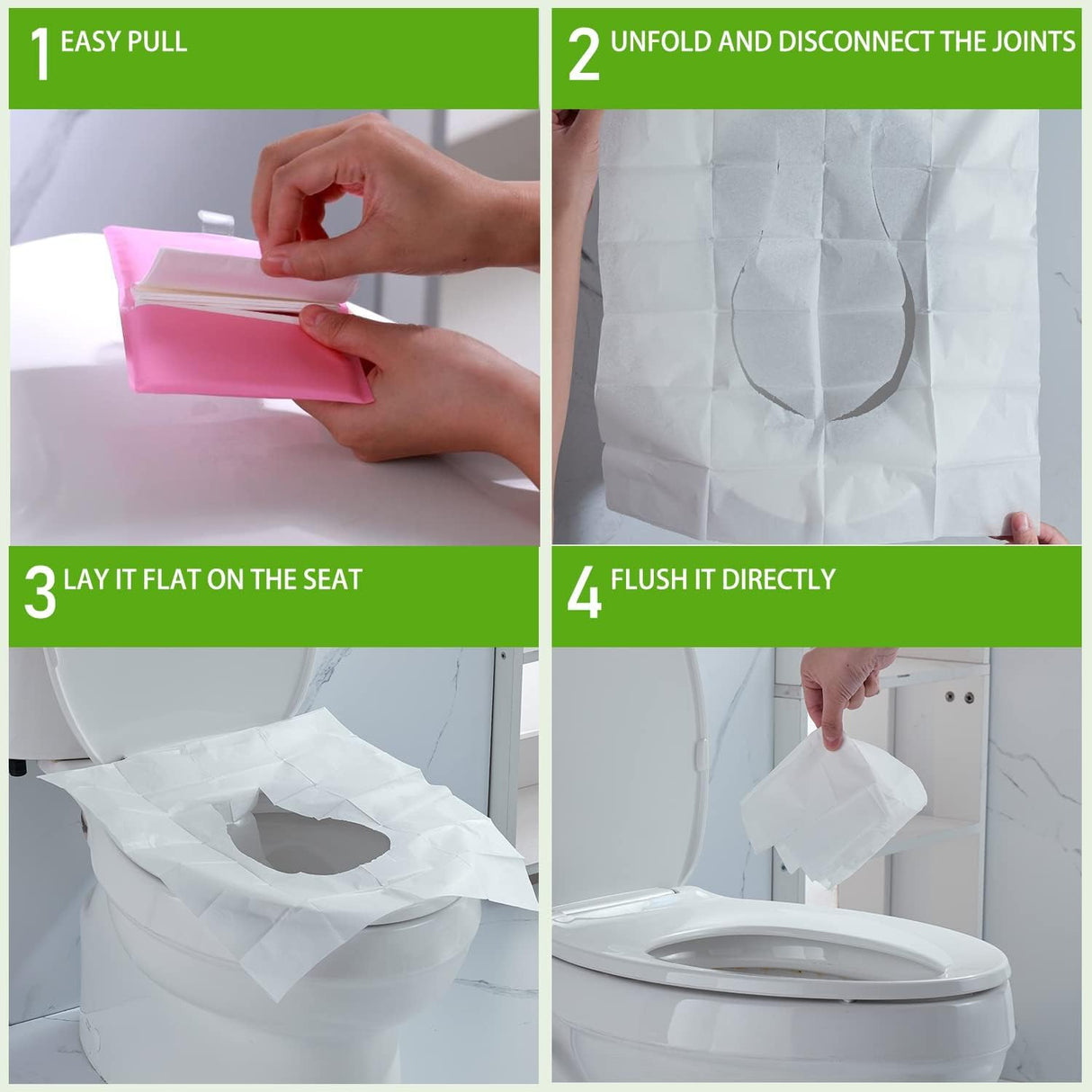 MA CHÉRIE Disposable Toilet Seat Cover 120 Pcs,Extra Large,Flushable,Travel and Pocket Size