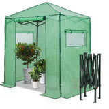 EAGLE PEAK 6x4 Portable Walk in Greenhouse, Pop Up Indoor Outdoor Greenhouse, Green House Kit with Zippered Roll-Up Doors and Windows, PE Cover, Clear/Green