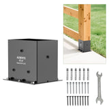 6 Pcs Post Base,4"x 6"Post Brackets(Acturl3.6 x5.6), Heavy Duty Black Metal Powder-Coated Thick Steel Post Anchor Outdoor for Support Deck Base Plate, Pergola Bracket Kit,Mialbox Post Mount