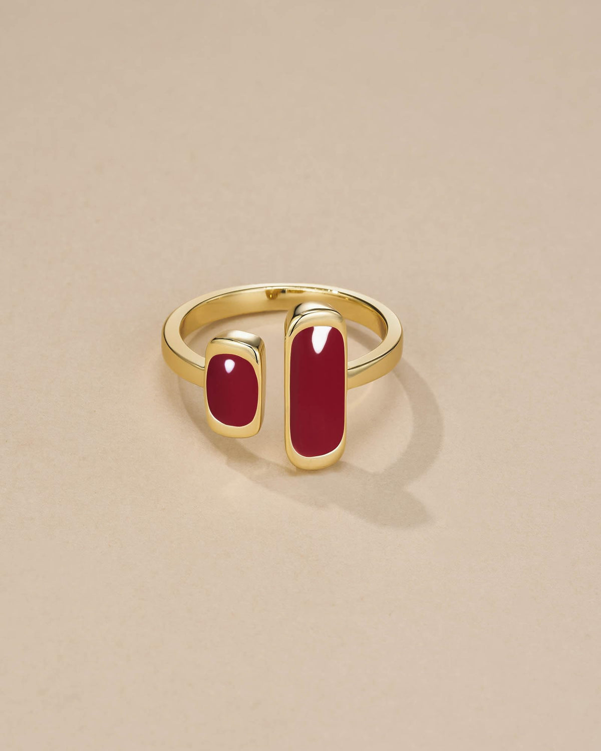 SNGIA 18K Gold Plated Color Enamel Rectangular Adjustable Open Statement Ring for Women Burgundy Red Ivory White Mocha Taupe Emerald Green Cobalt Blue Pearl White Lime Green Geometric Cuff Jewelry