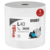 WypAll PowerClean L40 Cloths Extra Absorbent Wipes, Jumbo (05007), Bulk Paper Wipers, White (1 Roll of 750 Sheets)