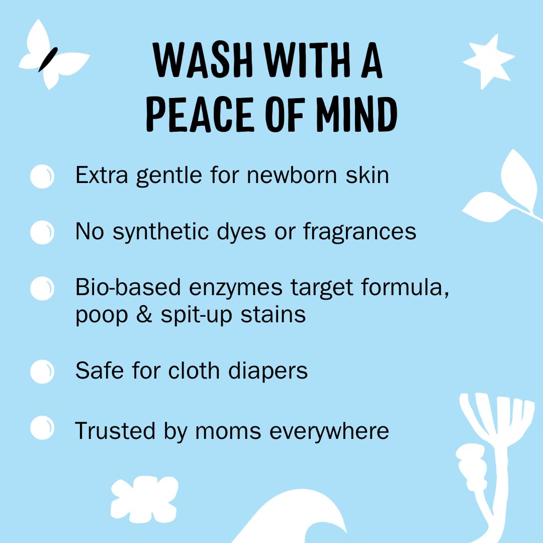 Molly's Suds Baby Liquid Laundry Detergent | Removes Formula, Poop & Spit-Up Stains | Extra Gentle for Infants, Babies, Toddlers (Fragrance Free, 200 Loads)