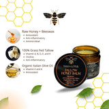Terra Lotus - Organic Grass-Fed Beef Tallow Balm with Raw Honey - Moisturizing Cream for Soft, Smooth Skin - Handmade All-Natural Moisturizer (2 Oz, Unscented)