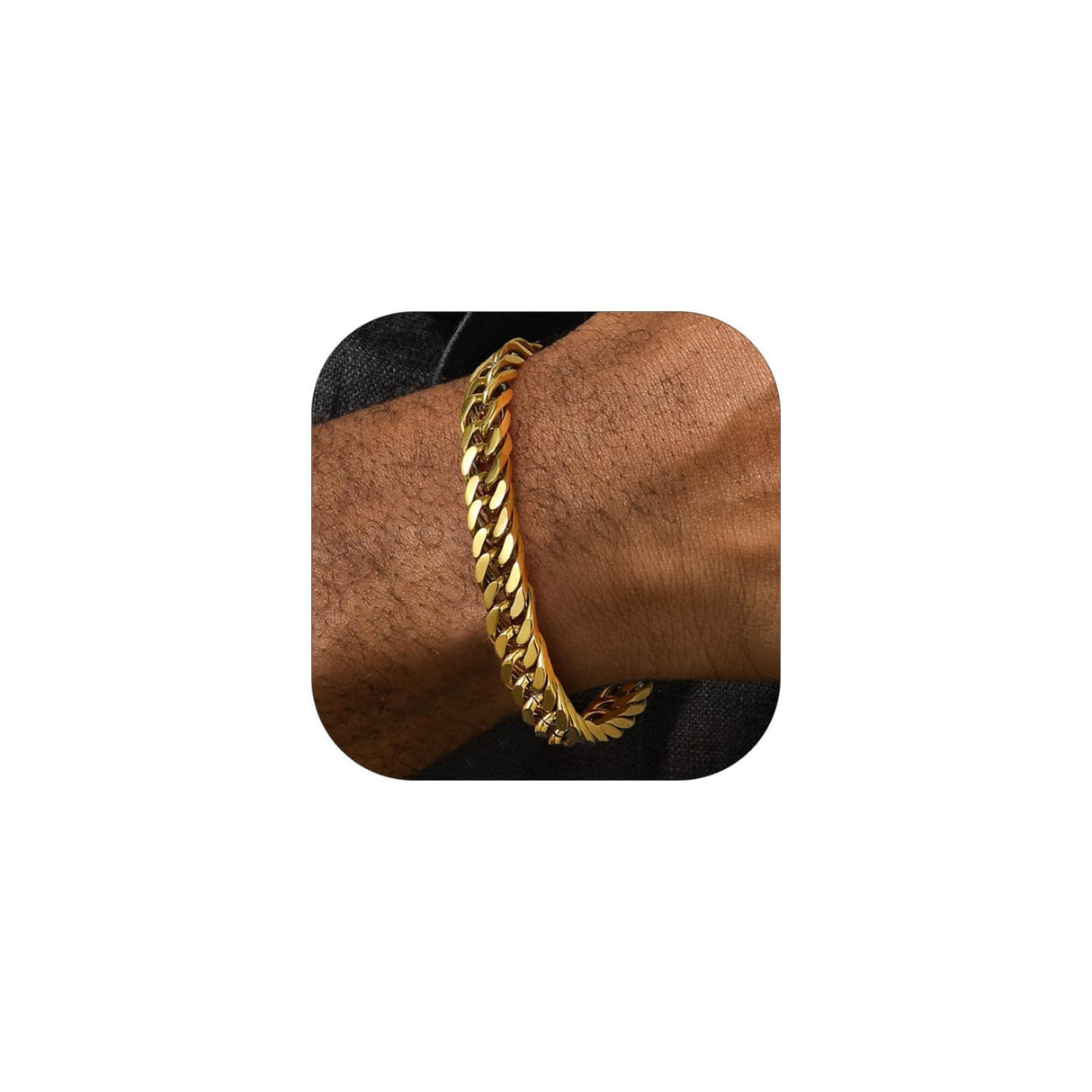FaithHeart Gold Cuban Link Bracelet for Men, 8/12/17mm Width Stainless Steel Gold Wrist Chain Bracelets Hip Hop Jewelry 7.5/8.3/9.1 Inch Length for Valentine's Day/Father's Day/Birthday/Christmas