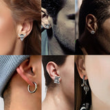 18 Pairs Stainless Steel Y2K Punk Hoop Dangle Earrings for Men, Frog Snake Spider Skull Heads etc Huggie Hoop Long Chain Piercing Hoop Earrings Set for Women and Men
