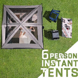 Happy Travel Tent 6 Person Tents for Camping, Waterproof Easy Setup Camping Tent with Rainfly, Portable Large Family Cabin Tent with 5 Large Mesh Windows and Carry Bag for Outdoor Camping & Hiking