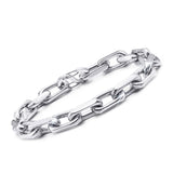 VNOX Link Chain Bracelets for Men - Cool Mens Bracelets Diamond-Cut Paperclip Solid Chain Bracelet Chunky Stainless Steel Jewelry Trendy Gifts for friend Teen (Silver, 8)