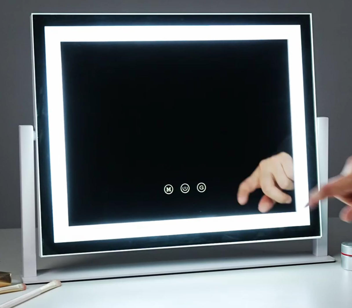 Gvnkvn Lighted Makeup Mirror, 17.3"x13" Hollywood Vanity Mirror with Lights,Three Color Lighting Modes, and 5X Magnification Mirror, Smart Touch Control, 360°Rotation (White, Gift Box)