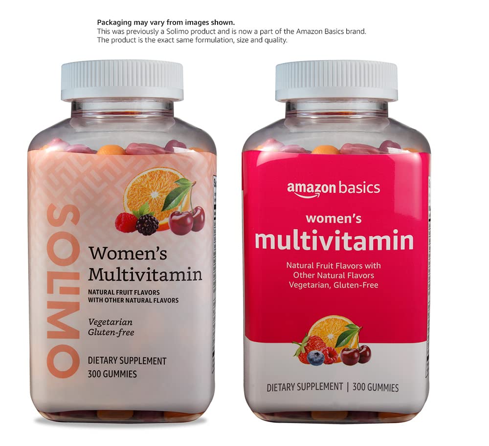 Amazon Basics Women's Multivitamin, Mixed Berry Flavor, Vegetarian & Gluten-Free, 300 Gummies (150 Servings) (Previously Solimo) (Pack of 3)