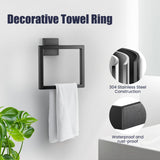 UPRONE Bathroom Hardware Accessories Set: Bath Towel Bar Set, Towel Racks for Bathroom Wall Mounted, SUS304 Stainless Steel (Matte Black, 7-Pieces)